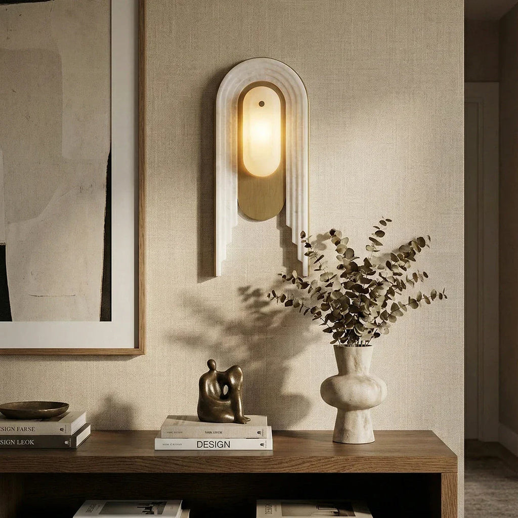 Alabaster Stacked Oval Cascada Wall Sconce