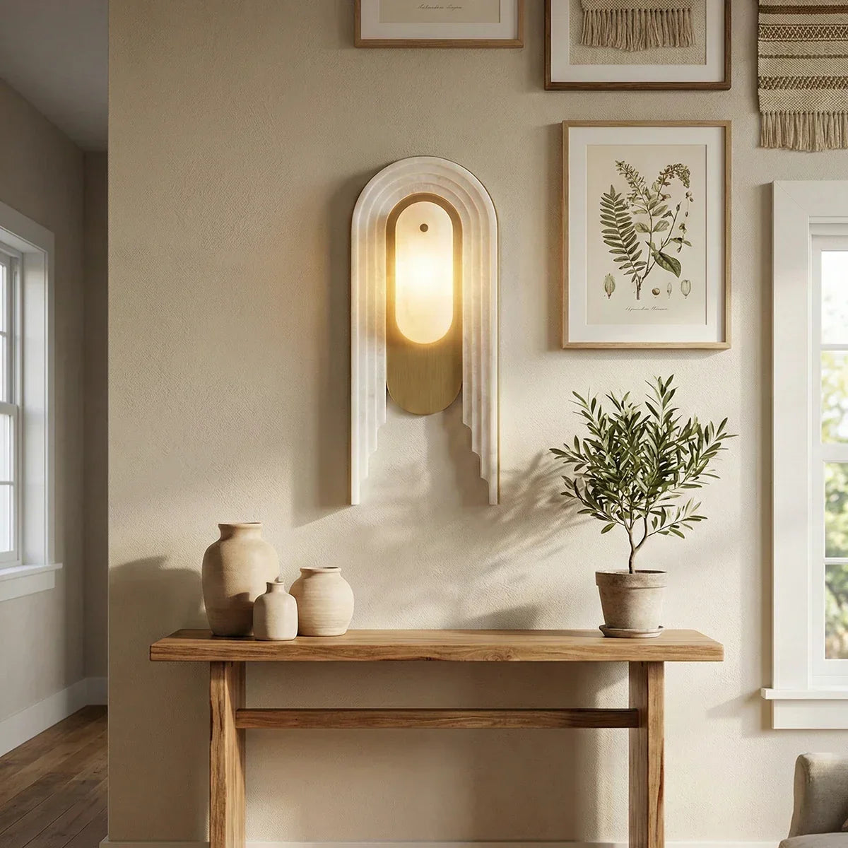 Alabaster Stacked Oval Cascada Wall Sconce
