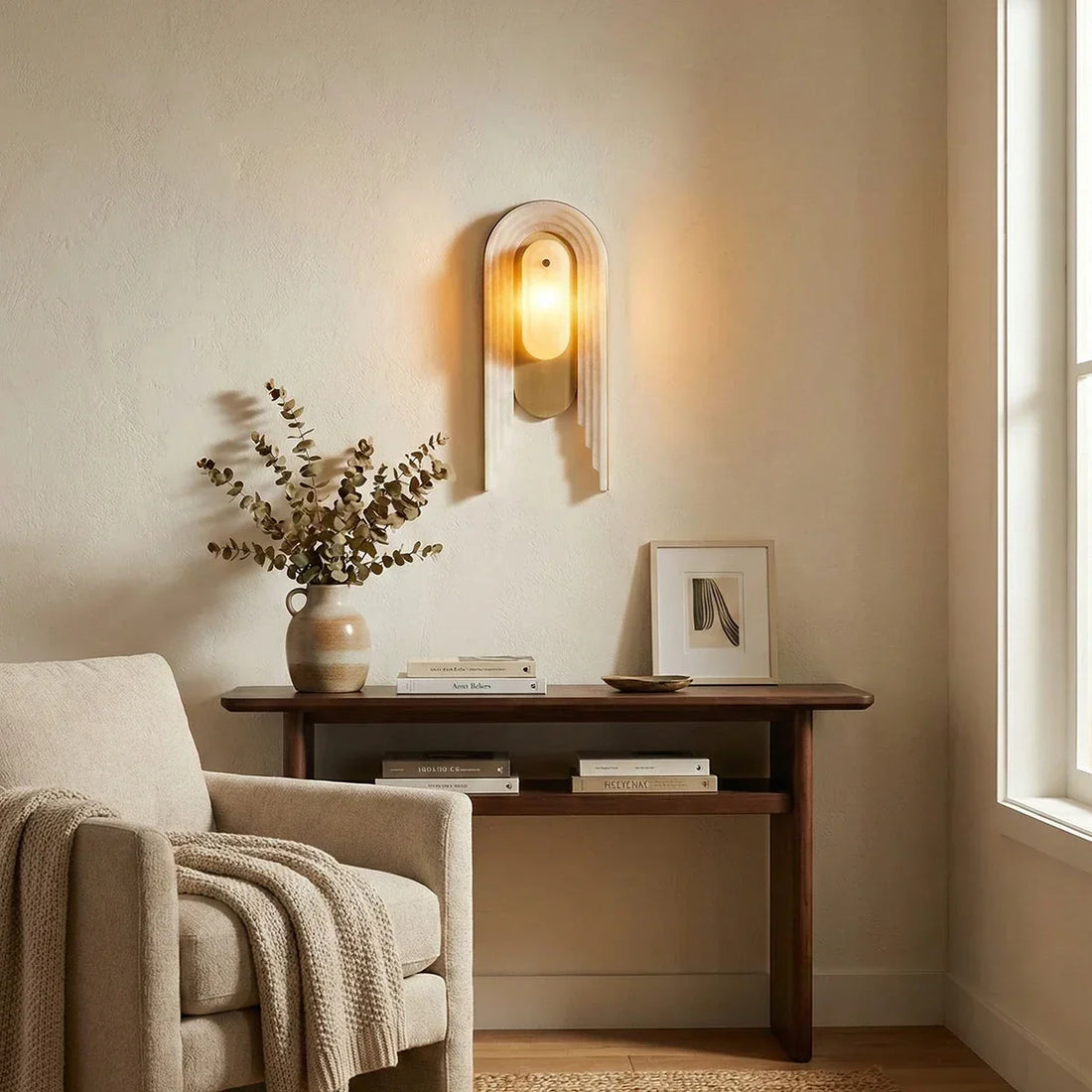 Alabaster Stacked Oval Cascada Wall Sconce