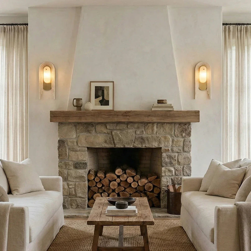 Alabaster Stacked Oval Cascada Wall Sconce