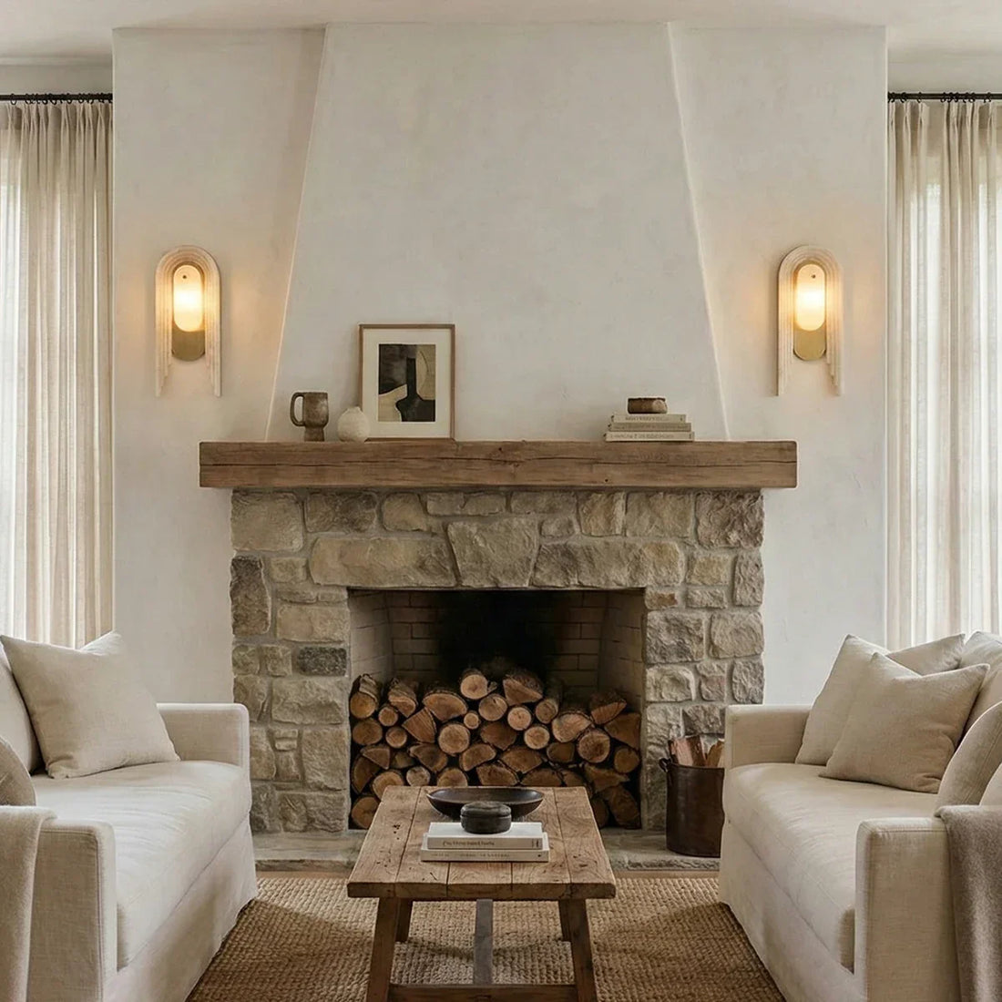 Alabaster Stacked Oval Cascada Wall Sconce
