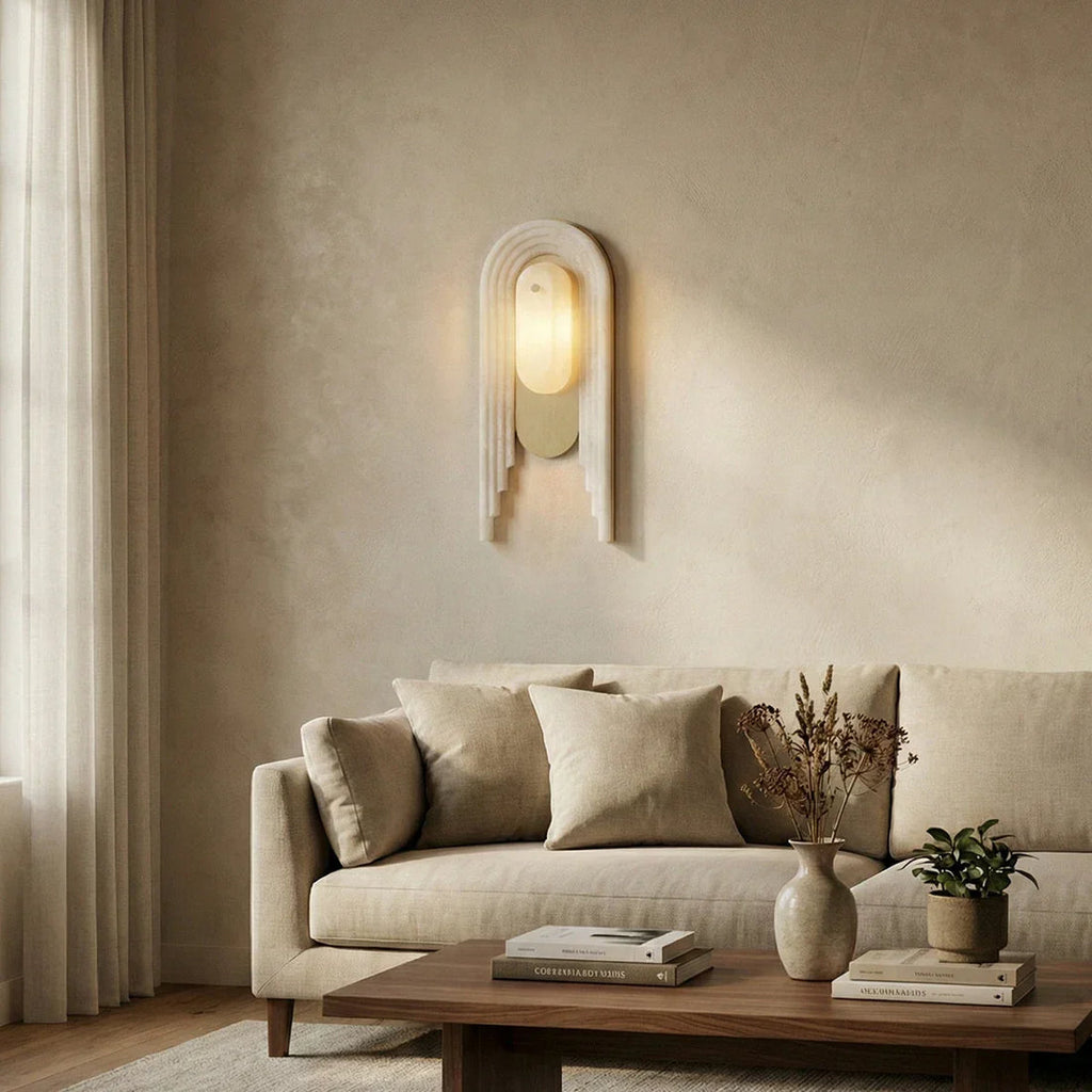 Alabaster Stacked Oval Cascada Wall Sconce