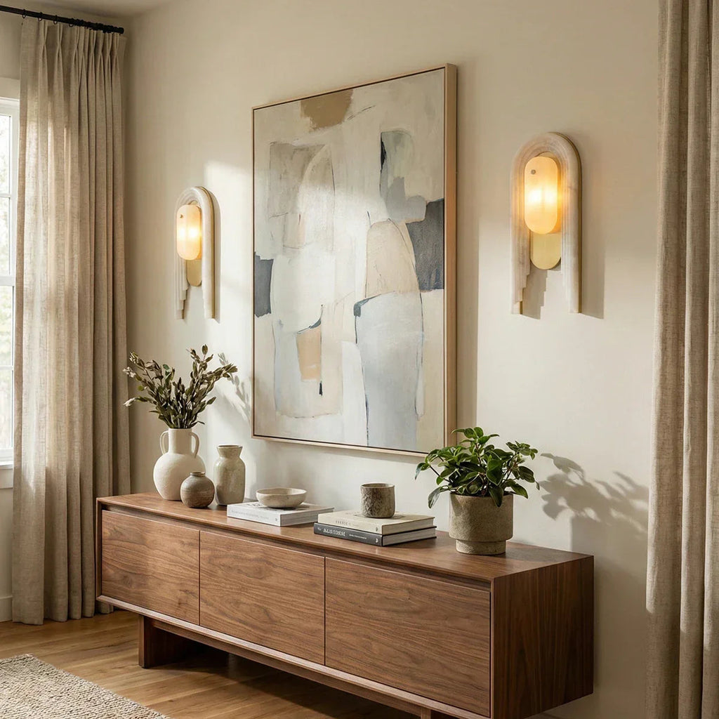 Alabaster Stacked Oval Cascada Wall Sconce