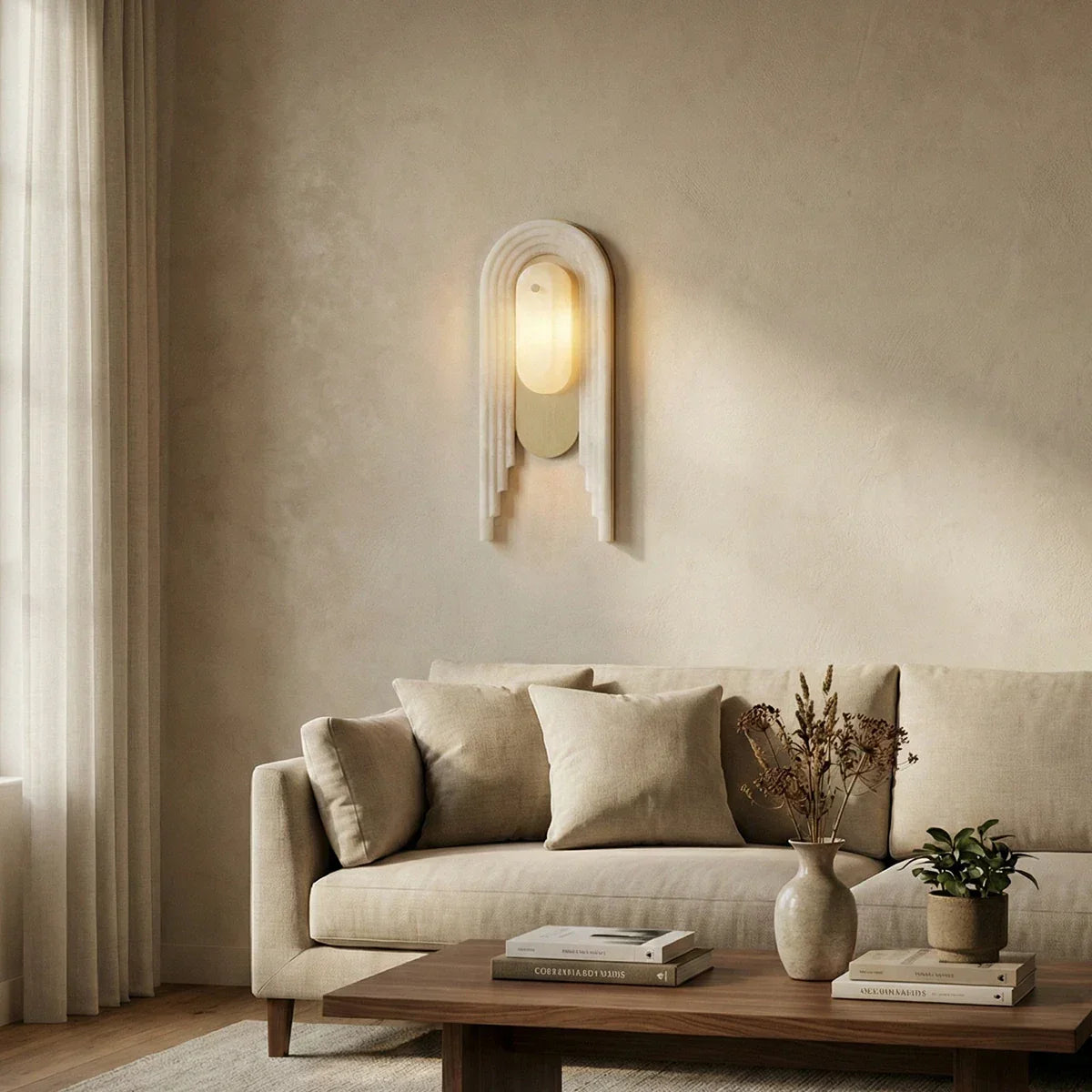 Alabaster Stacked Oval Cascada Wall Sconce