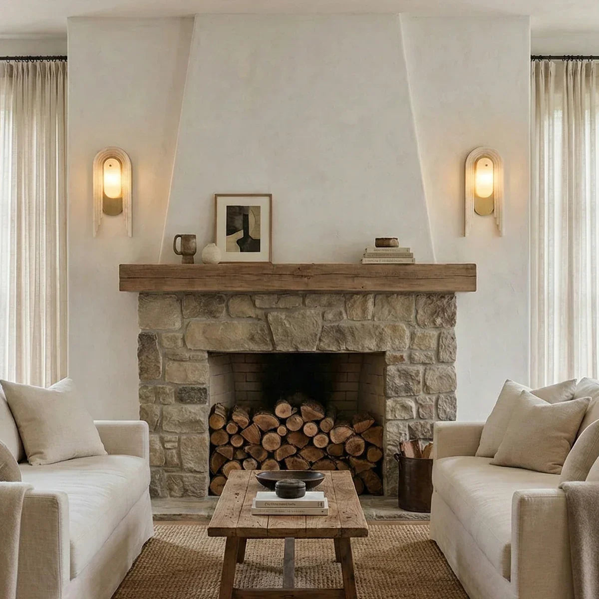Alabaster Stacked Oval Cascada Wall Sconce