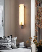 Alabaster Linear Wall Light Over Living Room Seating Nook