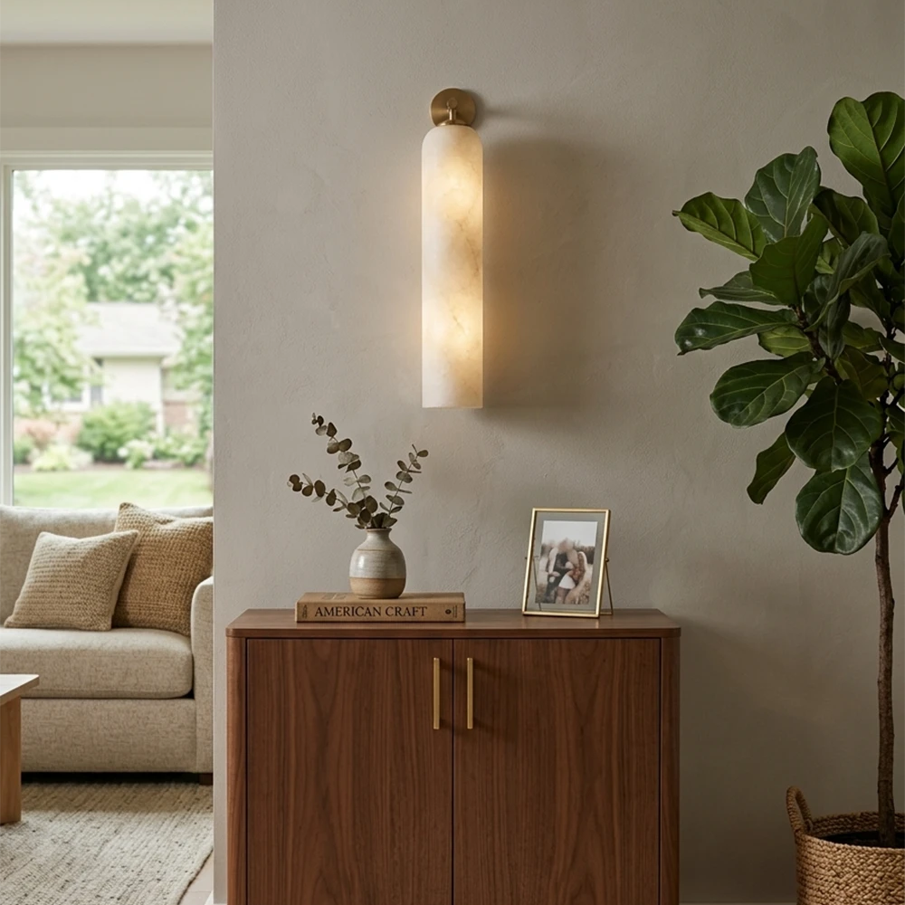 Alabaster Tube Cylinder Wall Sconce