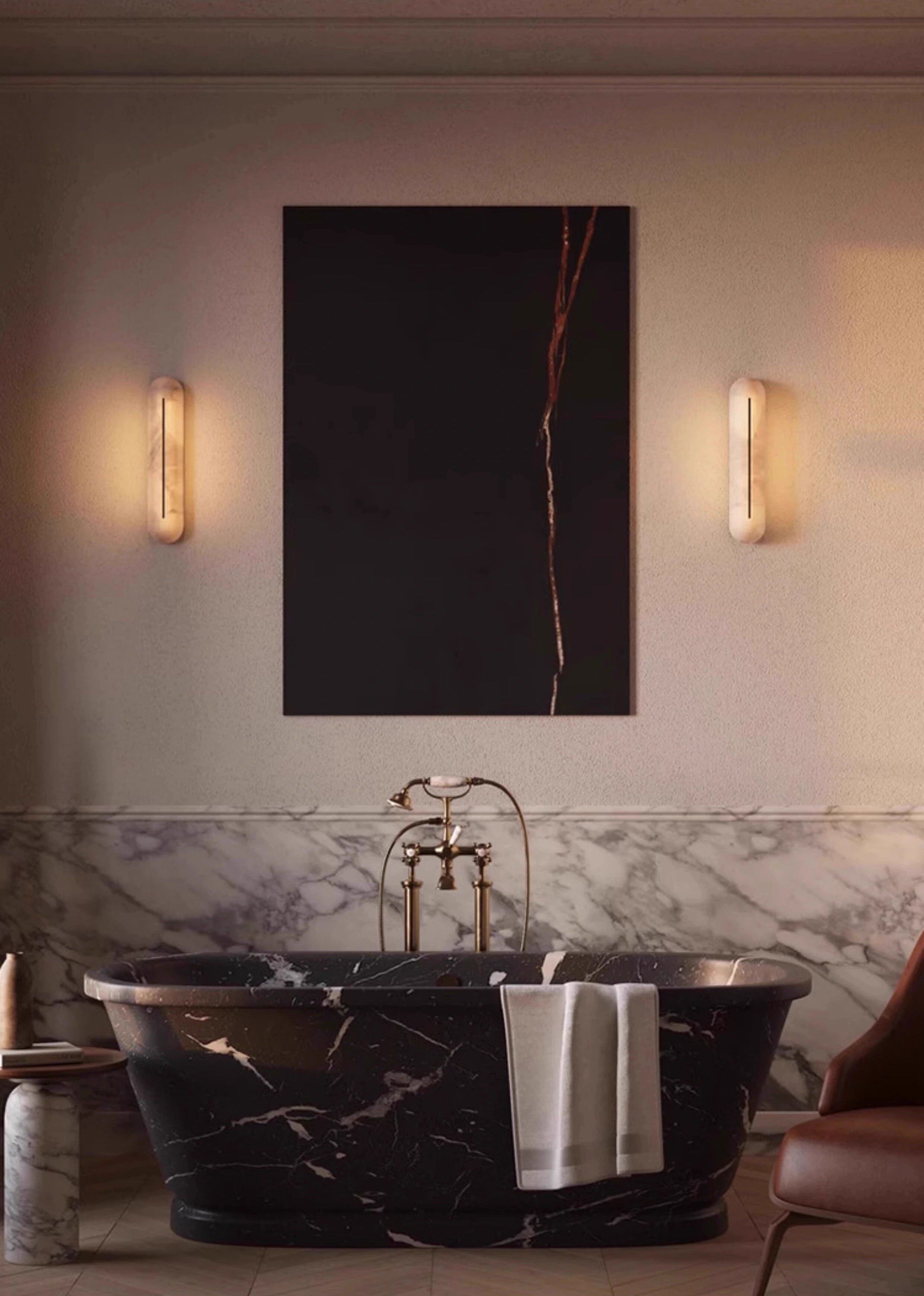 Alabaster Vertical Wall Sconce
