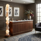 Modern Stacked Alabaster Sphere Floor Lamp in Executive Office Setting