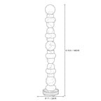 Modern Stacked Beaded Alabaster Sphere Floor Lamp Line Art Dimension Diagram