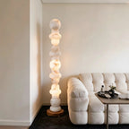 Modern Beaded Alabaster Floor Lamp in Luxury Living Room Setting
