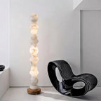 Modern Beaded Alabaster Floor Lamp in Minimalist Interior Decor