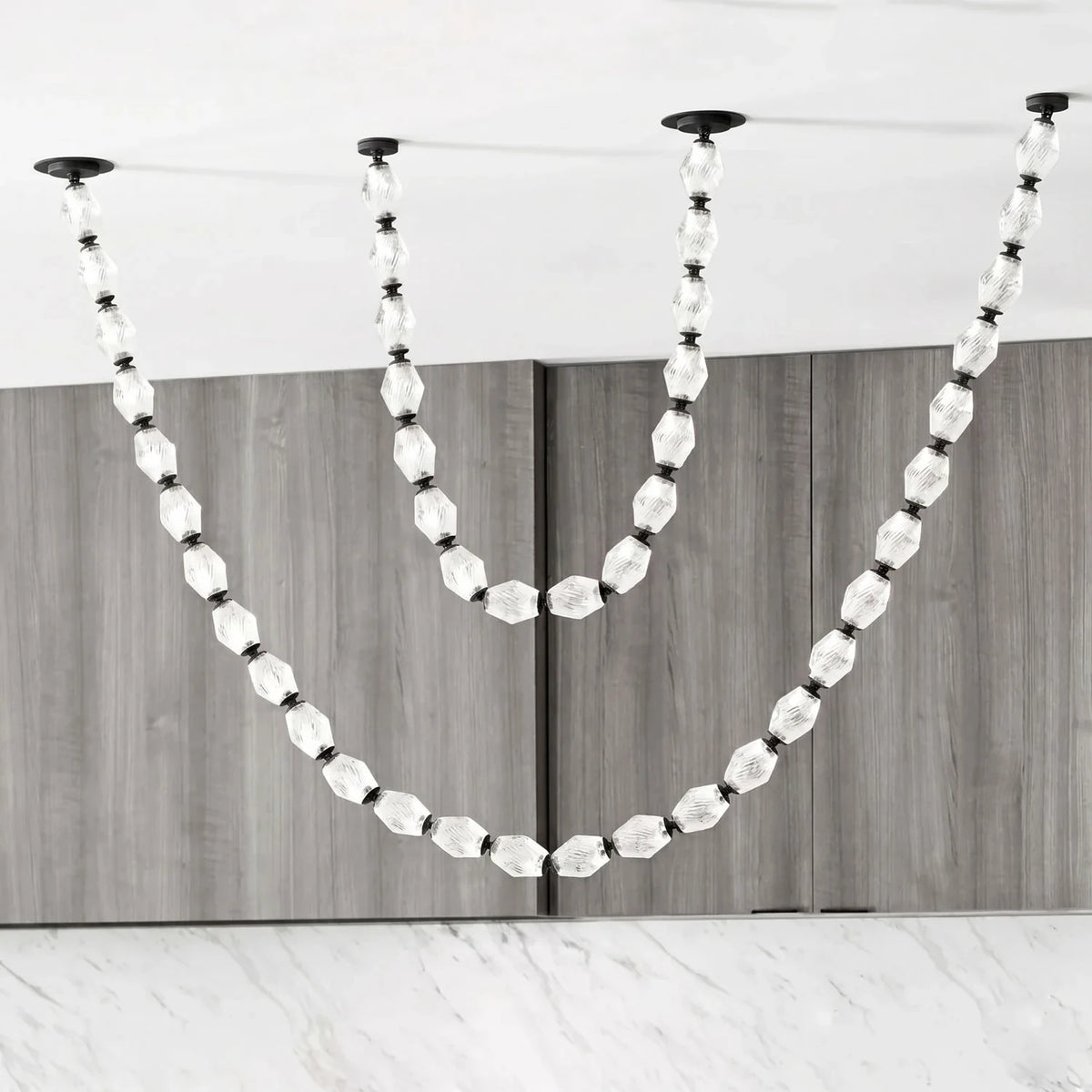 Modern Vertical Beaded Pendant Light Studio Shot