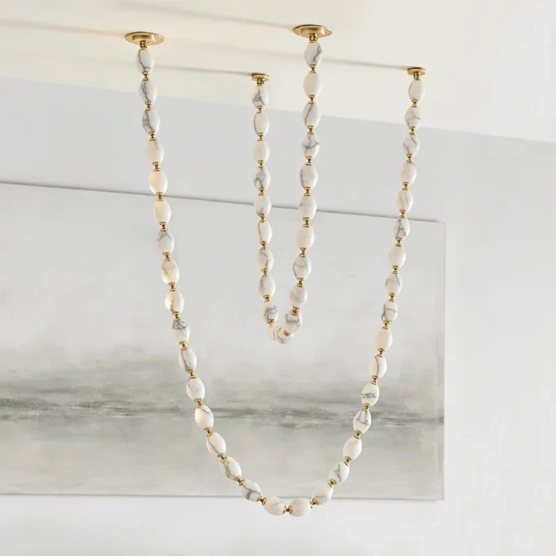 Modern Multi-Strand Beaded Chandelier in Open Space