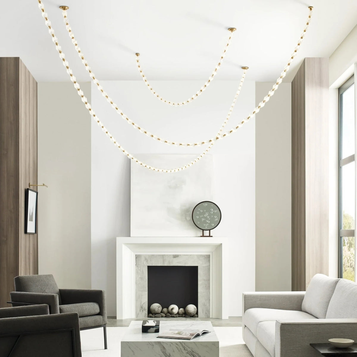 Modern Beaded Art Chandelier in Elegant Interior