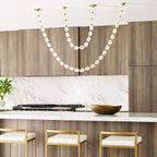 Modern Beaded Art Chandelier Over Kitchen Island