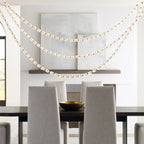Modern Beaded Art Chandelier in Luxury Dining Area