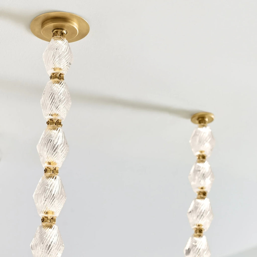 Modern Vertical Crystal Beaded Flush Mount Light Studio Display
