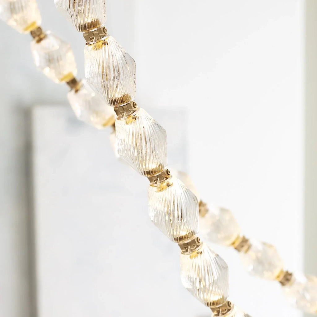 Close Up View of Gold Hardware and Beaded String Material