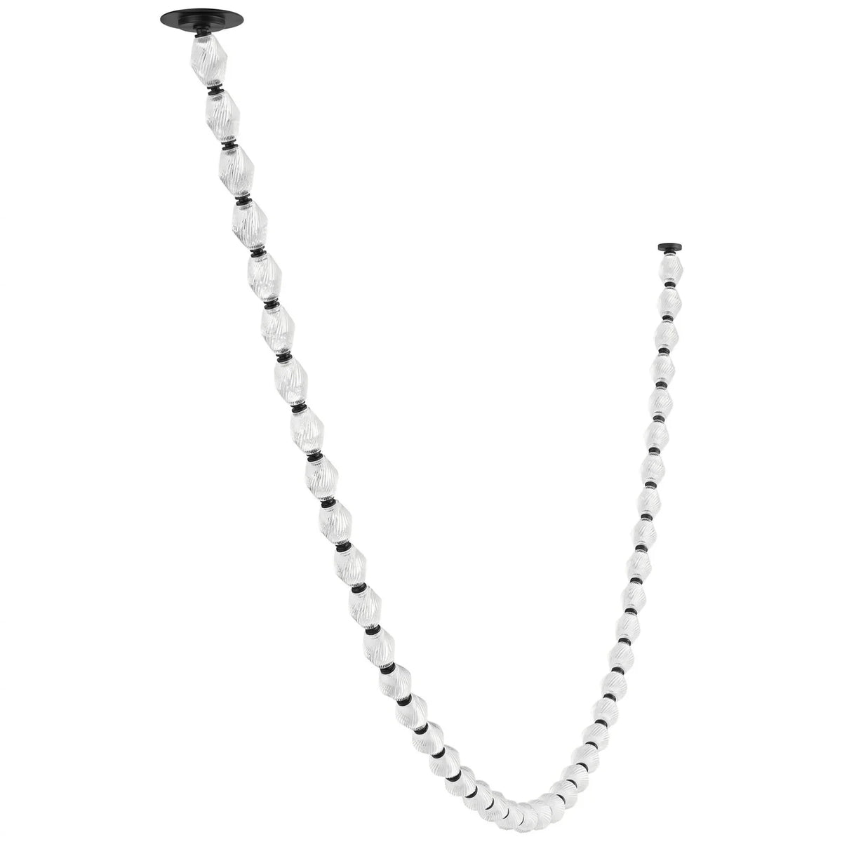 Modern Multi-String Vertical Beaded Chandelier Studio Display