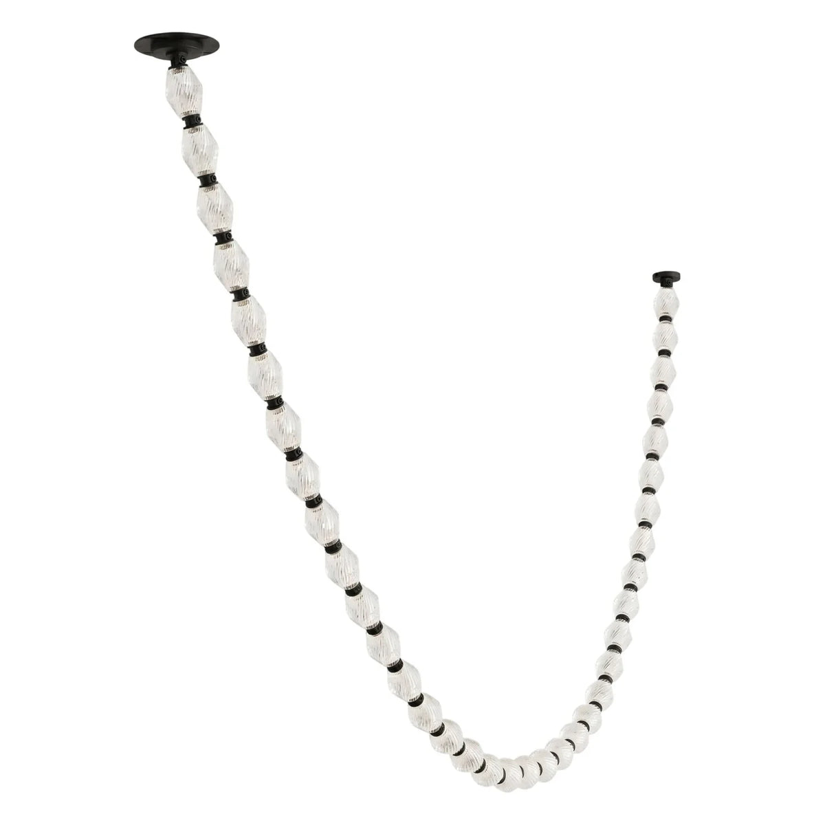 Modern Multi-Layer Intersecting Beaded Chandelier Studio Display