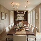 Modern Beaded Line Art Chandelier in Interior Space