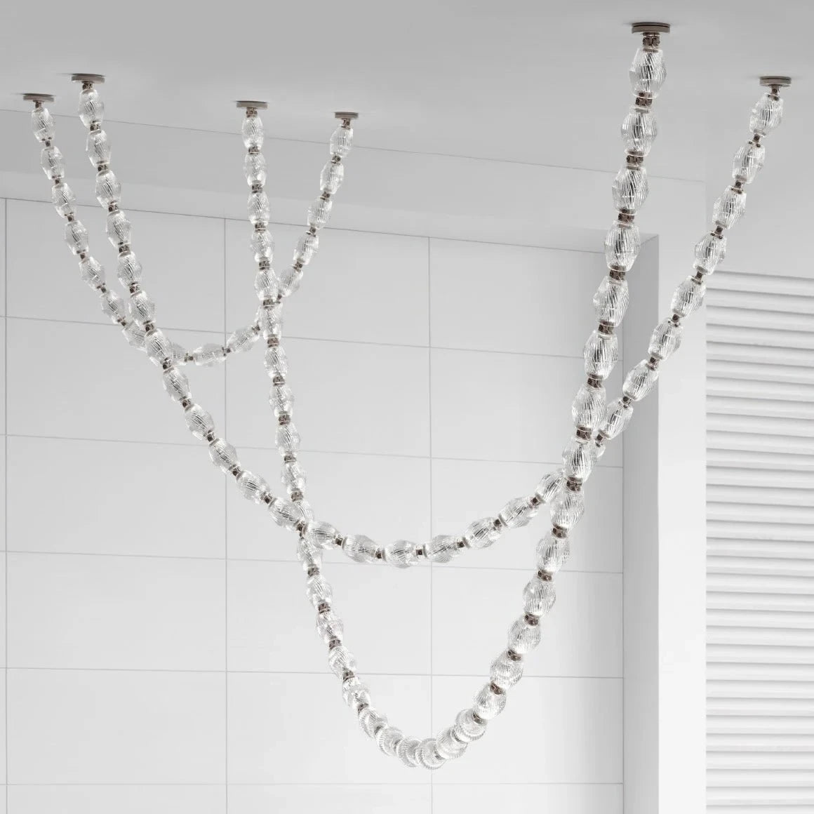 Modern Vertical Crystal Beaded Flush Mount Light Studio Display