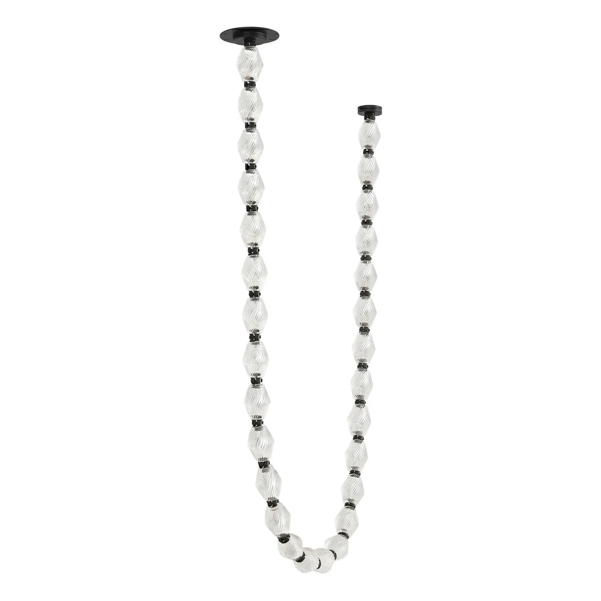 Modern Deep V-Shaped Beaded Chandelier Studio Display