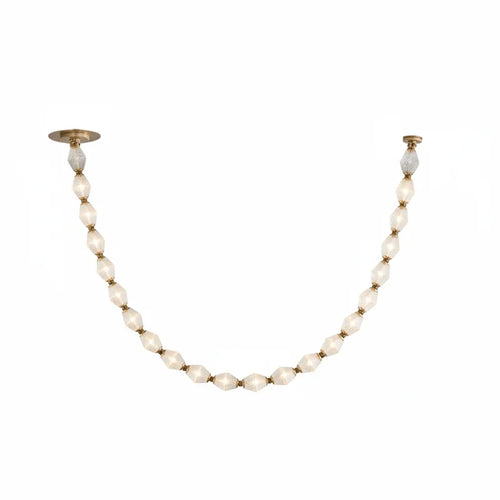 Modern Beaded Art Chandelier with Gold Hardware on Pure White Background