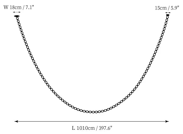 Modern Single-Curve Beaded Chandelier Line Art Dimension Diagram