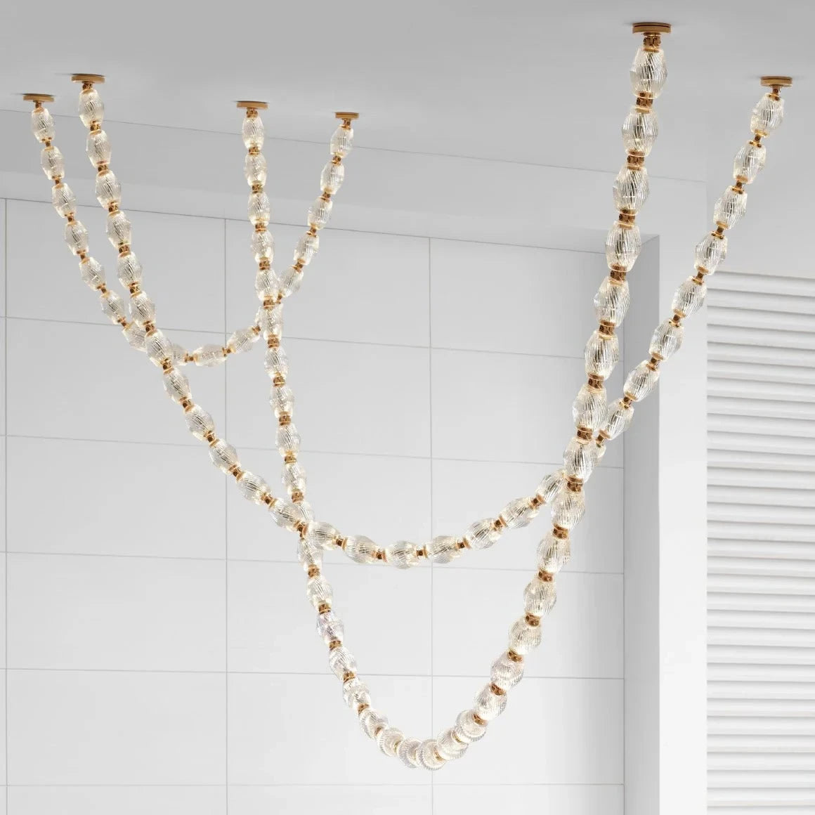 Modern Single-Strand Beaded Curve Pendant Light Studio Shot
