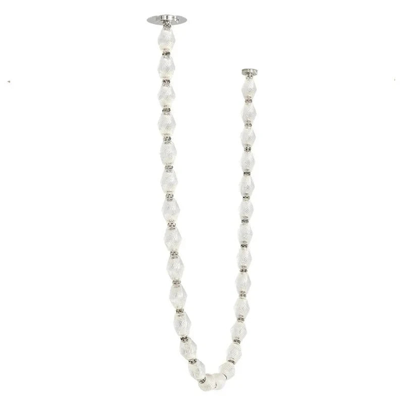 Modern Compact Ring Beaded Chandelier Studio Display