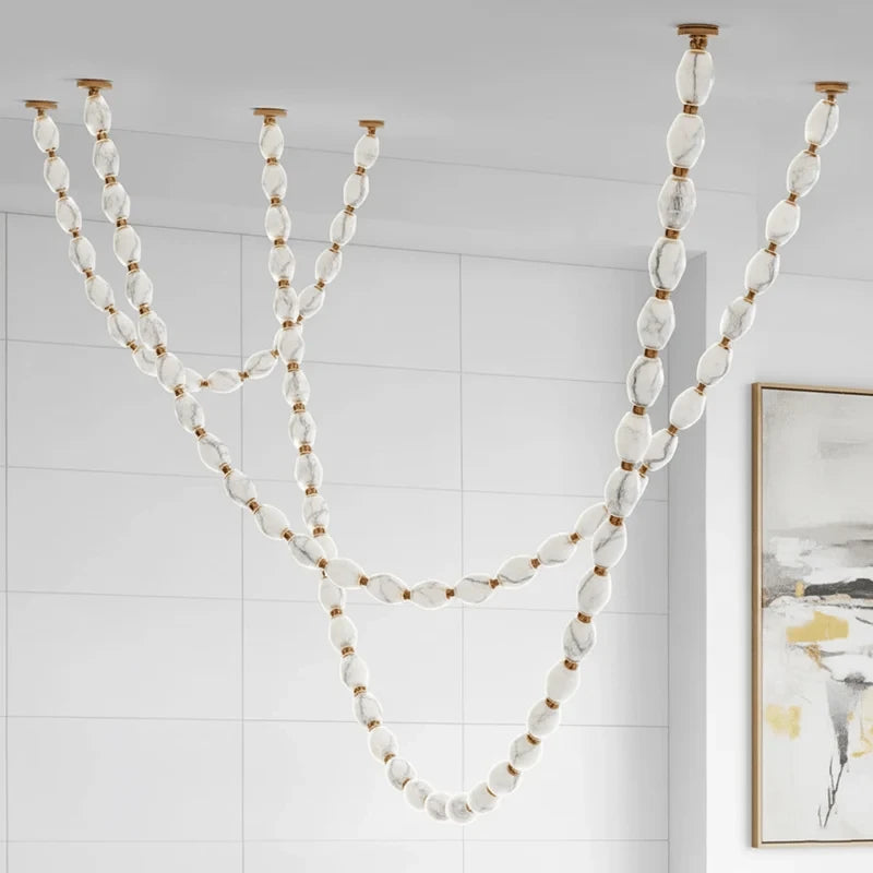 Modern Multi-Layer Beaded Chandelier Display