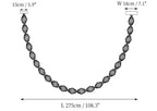 Modern Black Single-Curve Beaded Chandelier Line Art Dimension Diagram
