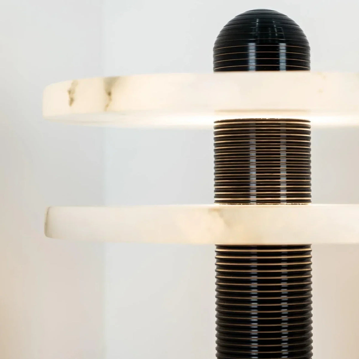 Detail View of Ribbed Stem and Alabaster Disc Junction