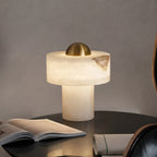 Alabaster Accent Table Lamp on Modern Glass Coffee Table