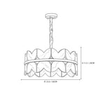 Modern Brass Band and Petal Alabaster Chandelier Line Art Dimension Diagram