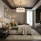 Modern Alabaster Petal Chandelier in Master Bedroom Suite