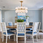 Modern Brass Band Chandelier in Formal Dining Room