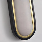 Close Up View of Black Metal Frame and Inner Gold Trim Details
