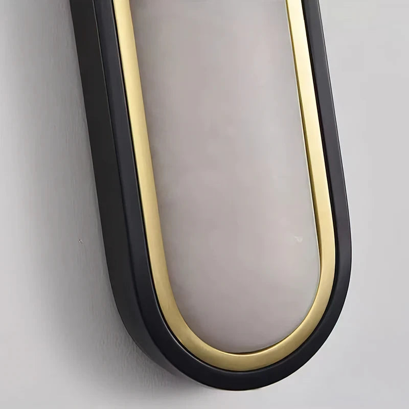 Close Up View of Black Metal Frame and Inner Gold Trim Details