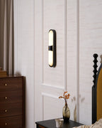 Modern Black Frame Alabaster Wall Sconce in Master Bedroom Interior