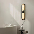 Modern Alabaster Double Oval Wall Sconce in Contemporary Living Area