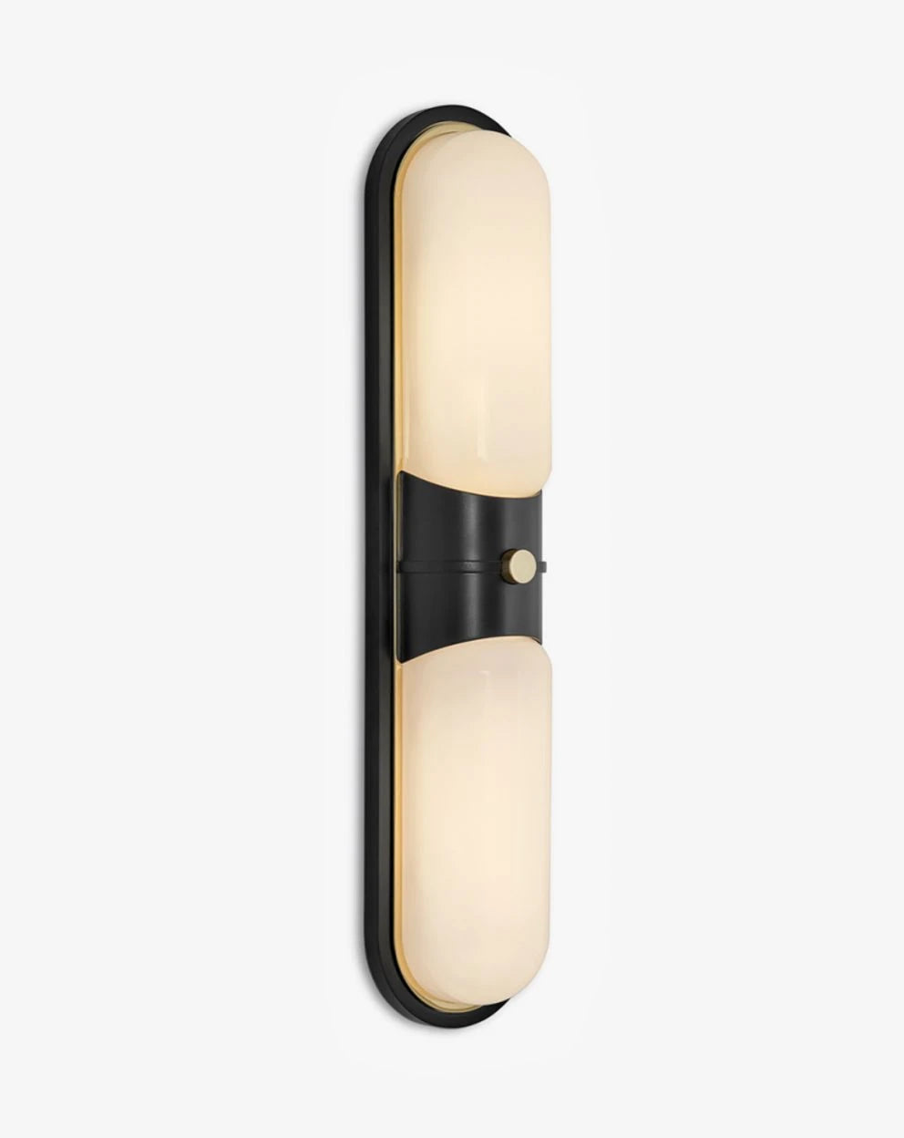 Illuminated Modern Alabaster Double Oval Wall Sconce Studio Display on White Background