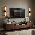 Modern Alabaster Double Oval Wall Sconce in Designer Living Space