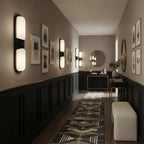 Modern Black Frame Alabaster Wall Sconce in Grand Foyer Corridor
