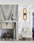 Modern Alabaster Double Oval Wall Sconce in Sophisticated Living Room Setting