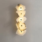 Illuminated Modern Multi-Tier Natural Agate Disc Vertical Wall Sconce Studio Shot
