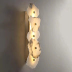 Side View of Modern Natural Agate Disc Vertical Art Wall Sconce Studio Display