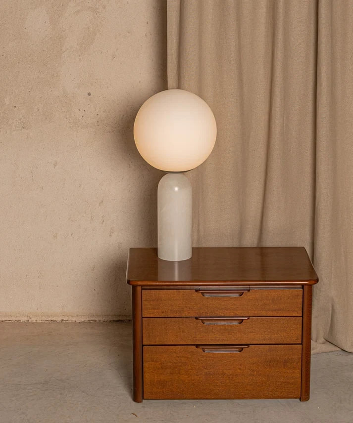 Organic Modern Sphere Table Lamp on Vintage Credenza